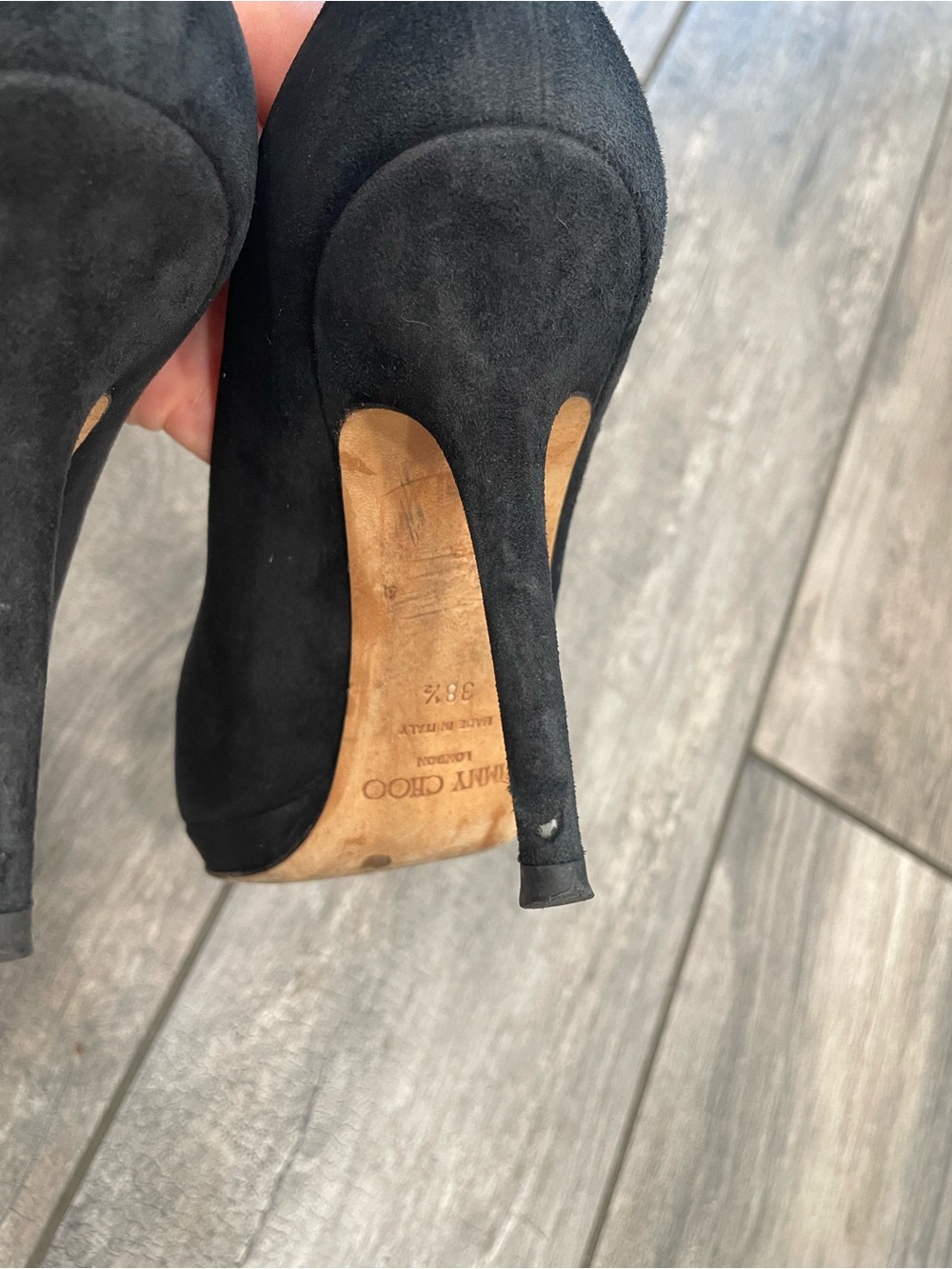 Jimmy Choo Black Suede Pointed-Toe Stiletto Pumps - Picture 13 of 16